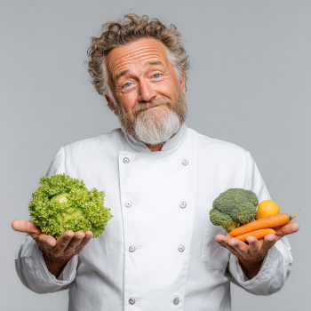 Літні люди насолоджуються здоровою їжею за столом